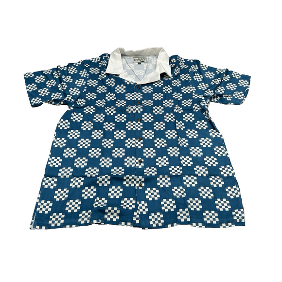 NWOT Bogey Boys by Macklemore Men's Big Check Button-Up Shirt Blue/White Sz M - Picture 1 of 8